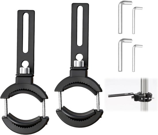 2 stuks Motorlamp Montage Steger, Universele Voorvorkelamp Stegers voor Diameters van 20 mm tot 38 mm, Eenvoudige Bevestiging voor Lichters, Mistlampen en meer