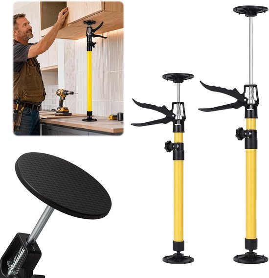 2 stuks plafondsteun, montagesteun tot 50 kg draagkracht, telescopische steunen in hoogte verstelbaar 50-110 cm en tot 45°, eenhandsteun van staal, draagkracht hoekklem voor deurzargen, kasten en