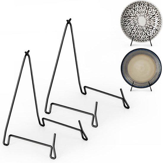 2 Stuks Presentatiesteun voor Schalen, 10 Inch Metaal Plate Houder, Ideaal voor Diepe Schalen en Foto's, Afmetingen 15.7 x 17.5 x 26cm (Geschikt voor Items < 12.7cm Diep)