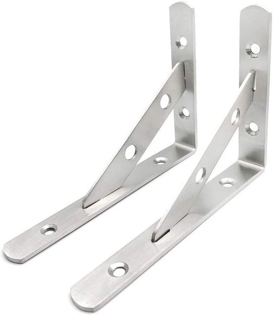 2 Stuks Zware Wandbeugels voor Zwevende Planken, L-vormige Metalen Planksteunen met Schroeven, 90 Graden Hoek, 105 x 150 mm