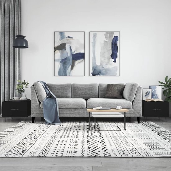 2 stuks. Zwarte Koffietafel Bank Tafel voor Woonkamer Eetkamer 50x50x40 cm Houtmateriaal
