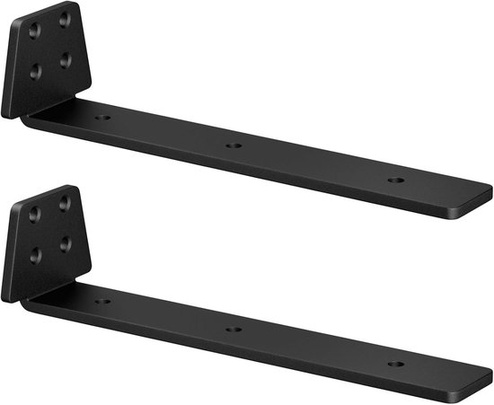 2 Stuks Zwevende Plankdragers, Wandgemonteerde Plankdragers 25cm, Zwart