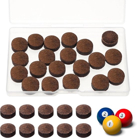 20 Pcs Billiard Cue Tips - 13mm Pool Cue Points - Vervangingskit - Accessoire Set voor Billiard Poles - Snooker en Pool Keuze van Merkloos