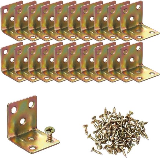 20 STKS Heavy Duty Hoekbeugels L Vorm Beugels 30x30x30mm, 90 Graden Gezamenlijke Haakse L Beugel voor Meubels Houten Kasten Planken, Pakket Inclusief Schroeven