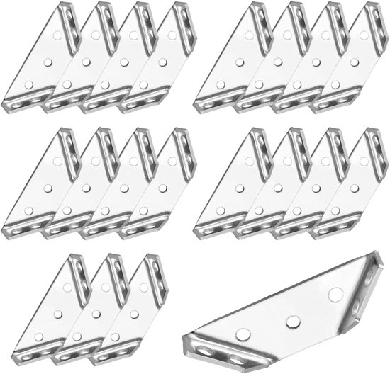 20 stks Universele Roestvrij Stalen Meubels Hoek Connector, Meubelhoek Braces Hoek Corne Beugels, Zilveren Hoek Beugels Voor Houten Meubels Kast Tafel Muur