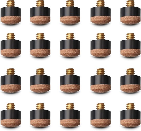 20 Stuks Biljart Cue Punten 10mm met Messing Schroef en Lederen Schroefhuls - Duurzame Tips voor Biljart en Snooker, Eenvoudige Reparatie Zonder Lijm | Ideaal voor Biljartonderhoud, Reserveonderdelen en Vrijetijdsspelers