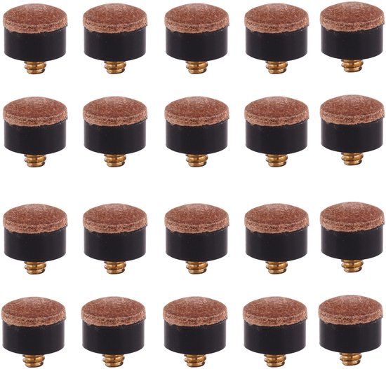 20 Stuks - Biljartkeu-tip - Accessoires voor poolkeu's - 1,3*1*1 cm - Kunststof, leer - Zwart - Biljartkeu Vervangingstips - Poolstick Tips - Praktische biljartkeukop - Inzetbare biljartkeukop - Draagbare biljartkeukop van Merkloos