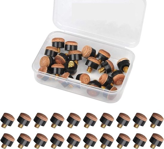 20 Stuks Billiard Cue Einde Caps, 10 mm Schroefdraad, Houten en Messing Kappen voor Biljartstok van Merkloos