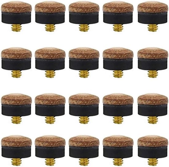 20 stuks - Poolstick Tips - Biljartkeu Tip - Poolkeu-tips set - 10 mm - Snooker- & Poolaccessoires - Biljartkeu Vervangingstips - met Schroefkop - kleur - leer - vervanging voor Biljartkeu en snooker van Arivan