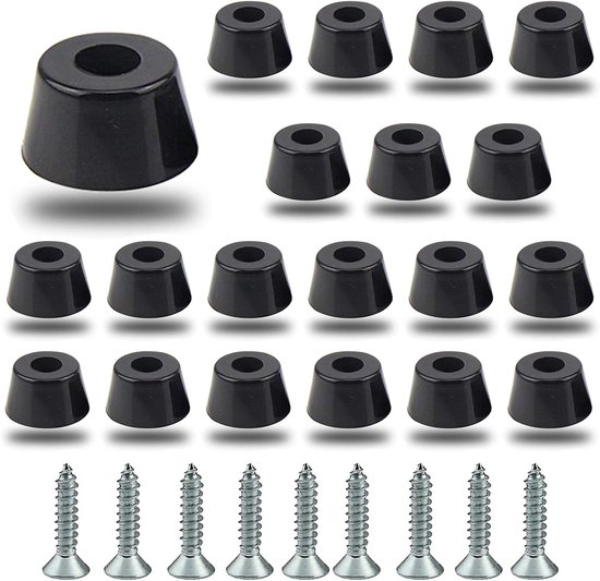 20 Stuks Rubber Voeten, Antivibratie Basis Pads voor Snijplank, Versterker en Meubelbescherming met Schroeven en Metalen Schijf