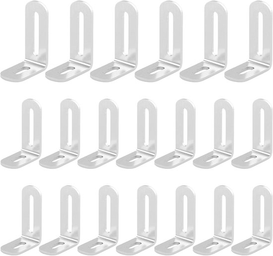 20 Stuks Verstelbare L-vormige Hoekverbinders van RVS, 30 x 50 x 19 mm, Perfect voor Houten Meubels, 90 Graden Hoekverbinding, Duurzame Hoeksteunen en Montageaccessoires
