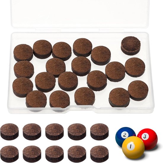 20 Stuks Vervangende Biljartkeu Tips – 13 mm Rundleer Accessoires voor Snooker en Pool van Merkloos