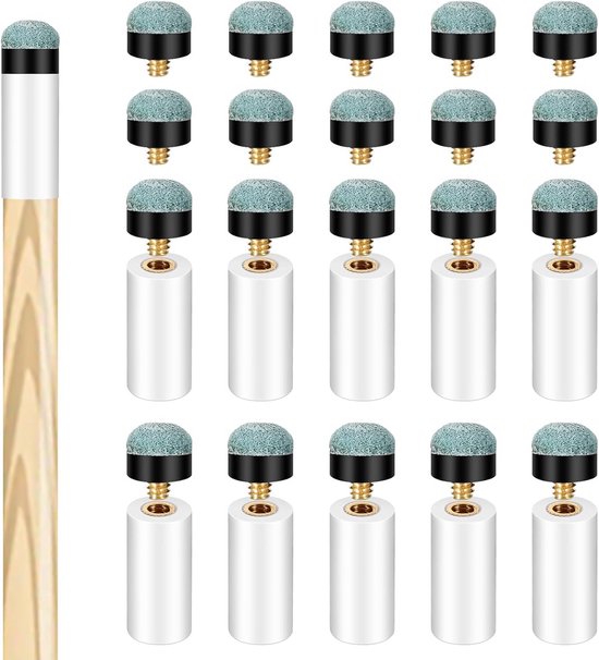 20x Keu Tip Vervanging Set - 12mm Biljart Keu Punten en Clips van Merkloos
