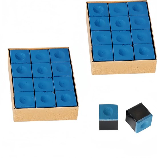 24 Stuks Billiard Chalk - Blauw Billiard Krijt voor Pool Queues, Antislip en Duurzaam Krijt voor Biljartspellen