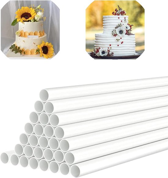 24 Stuks Cake Dowel Stokken, 9.5" Witte Plastic Ondersteuningsstangen voor Laaggebak en Taartconstructie