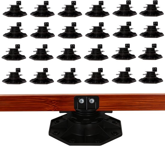 24 stuks Stelblokken met hoogteverstelling, Stelblokken voor terrasplaten, Zelfnivellerende stelblokken voor terrasplanken onderbouw