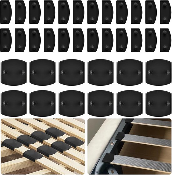 24 Stuks Zijkant Bedplaat Beugel, 12 Stuks Zwart Midden Bedplaat Bedframe, Eenvoudig te Installeren en te Gebruiken, Universeel Vervang de Bedbordbeugel voor Eenpersoons Tweepersoonsbed
