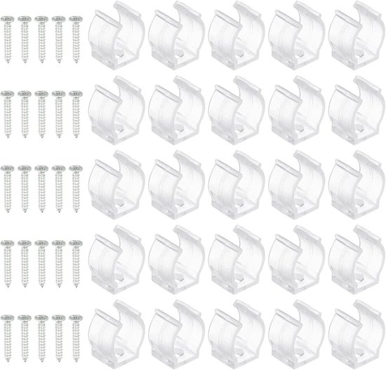 25 Stks T5 U Clips Houder Beugel voor LED Gloeilamp Montagebeugel Ondersteuning Plastic TL Buis Houder met Schroeven om Doorzakken te voorkomen, Helder
