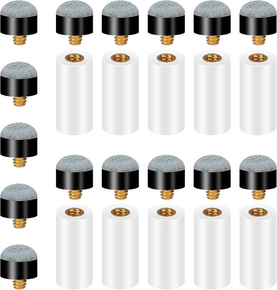 25 stuks biljartkeu-punten - 12 mm vervangende schroeftips met pool biljartkeu accessoireset voor snooker