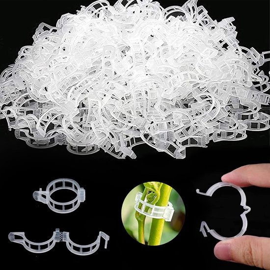 250 Stuks Tuinklemmen voor Tomaten, Planten en Wijnranken - Transparante Plastic Ring en Steunclips voor Planten