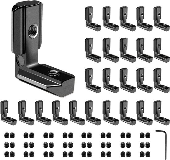 26 Stks 4040 Aluminium Extrusie Joint Connector Hoek Beugel L Vorm Zwart met Schroeven voor 40x40 V-Slot en T-Type Aluminium Profiel 3D Printer Frame Onderdelen