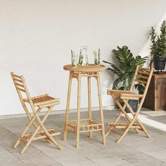 3-delige outdoor barset inklapbaar bamboe