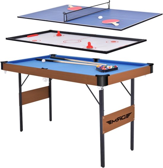 3-in-1 Speltafel - Opvouwbare Tafel - Binnenvermaak - Snelle Wissel - 55 inch - Bruin