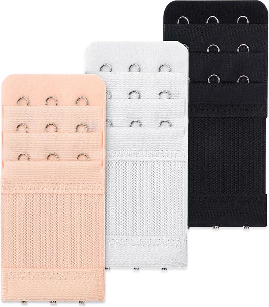 3-pack bh verlengers met 3 haken en 3 rijen, comfortabele en rekbare bh extensies voor vrouwen, ideaal voor extra ondersteuning en pasvorm