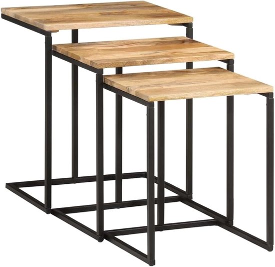 3 stuks bijzettafel salontafel koffietafel woonkamertafel banktafel zijtafel nachtkastje theetafel geschikt voor woonkamer slaapkamer kantoor hal massief hout acacia