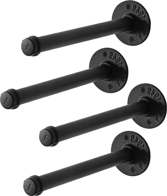 30 cm industriële pijp kledingstang - wandgemonteerde zware rustieke rekken - slaapkamer badkamer zwart - TYJ004H van Merkloos