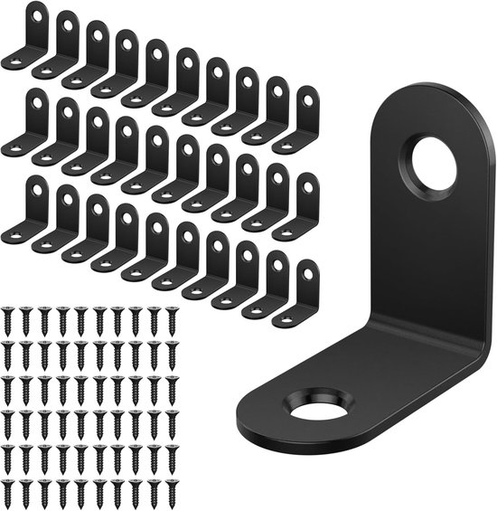 30 stuks 30 x 30 mm, hoekverbindingen, metalen hoekverbindingen, hoek van 90 graden, met 85 stuks schroeven, roestvrijstalen metalen hoekklemmen, L-klemmen, voor het versterken van houten