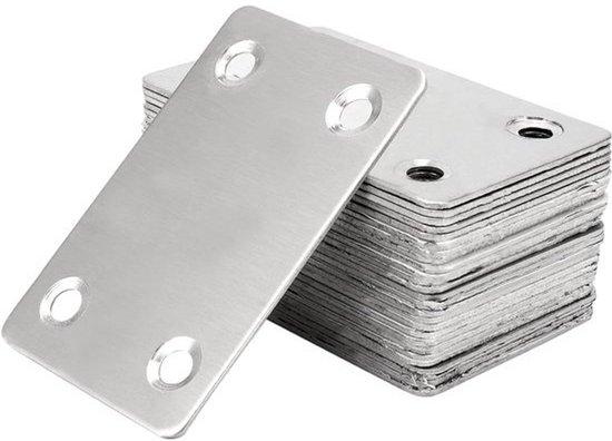 30 Stuks 60x38mm Metalen Slide Sheet, RVS Steunbeugel met 120 Schroeven voor Meubelreparatie en Verbindingselementen