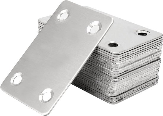 30 Stuks 60x38mm Metalen Slide Sheets, RVS Steunbeugels met 120 Schroeven voor Meubelreparatie en Verbindingselementen