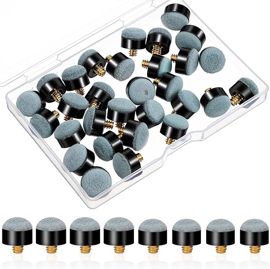 30 Stuks Biljart Tips voor Snooker en Pool, 12/13 mm Nylon Vervangingen voor Keuen