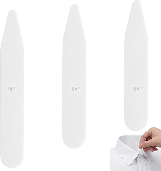 30 stuks kraagstaafjes voor herenhemden - hemdkraagstangen voor een perfecte pasvorm, verstelbare kraagsteunen, ideaal voor formele en casual shirts, beschikbaar in 3 maten