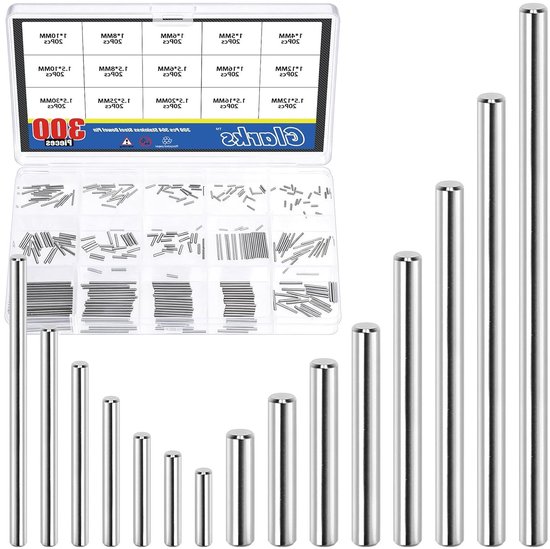 300 Stuks M1 M1.5 Dowel Pins Kit - Roestvrijstalen Planksteuning, Bevestigingspennen voor Meubelinstallatie en Machinefabricatie