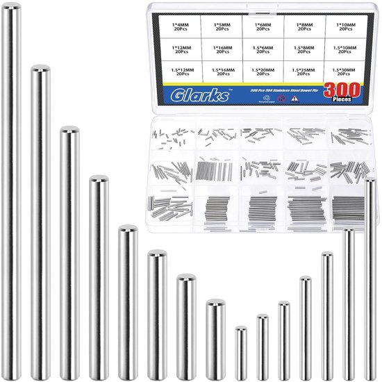 300 Stuks M1 M1.5 Dowel Pins Set, RVS Cylindrische Steunpinnen voor Meubelmontage en Machinebouw, Diverse Maten voor Betrouwbare Bevestiging