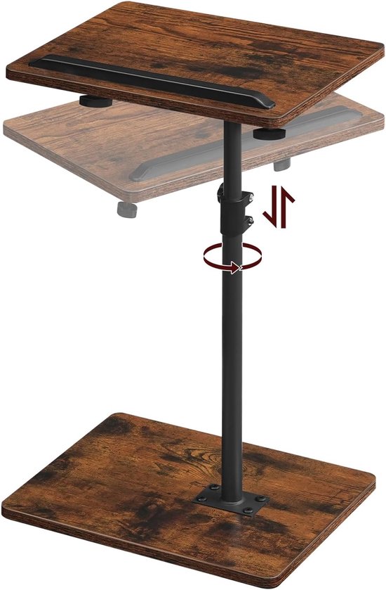 360° Draaibare Bijzettafel met Verstelbare Hoogte van 50,8 tot 75 cm