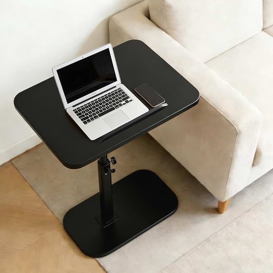 360° draaibare bijzettafel, woonkamertafel, nachtkastje, koffietafel, salontafel met metalen frame, sofa bijzettafel met instelbare hoogte van 45-80 cm, voor kleine ruimtes