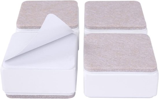 3cm Verhoogde Meubelverhogers van Koolstofstaal voor Bedden, Banken en Kasten - Zelfklevende 6cm Verhogers, Ondersteunt Tot 9.0kg, Vierkant Wit