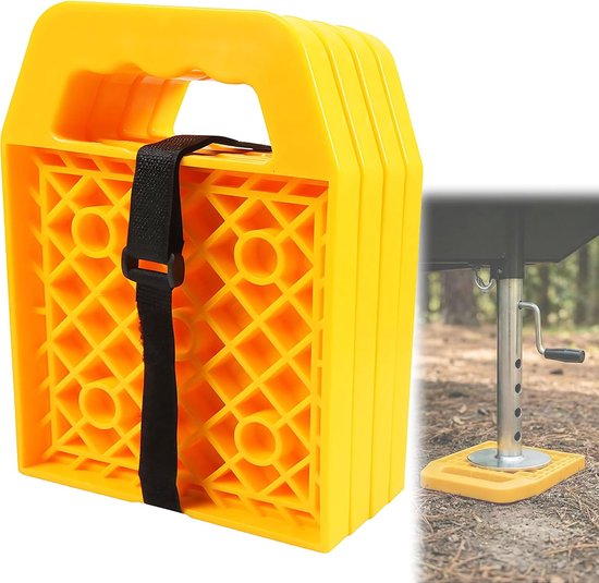 4-delige RV-stabilisatorsteunsteunkussen, caravanvoetpad, kleine stabilisatorkrikpads, stabiel en antislip, draagbaar en gemakkelijk te gebruiken, geschikt voor gras, grind