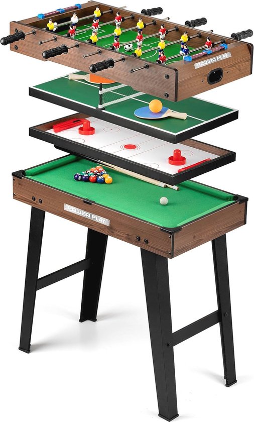 4-in-1 Multi-Sports Speeltafelset voor Binnen - Tafelvoetbal, Pool, Tafeltennis & Tafelhockey - Ideaal voor Gezinnen van Deuba