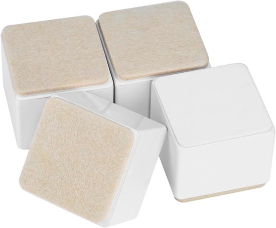 4 Pack 50mm Meubelverhogers - Zware Zelfklevende Carbon Stalen Bedverhogers met 60mm Diameter, Ondersteunt tot 500kg per Poot, Wit