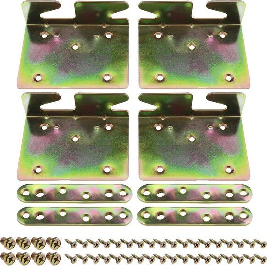 4 sets bedlamphouder met 44 stuks schroeven bedrails, fittingen, bed-scharnier, bedhoekconnectoren voor bedframes bedframes bedreinigers