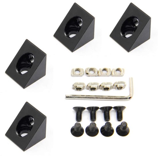4 STKS Zwarte Hoek Sharp Hoek Beugel Connector met Schroeven 2020 Serie voor Slot 6mm Aluminium Extrusie Profiel Accessoires (4 stks Scherpe Hoek)