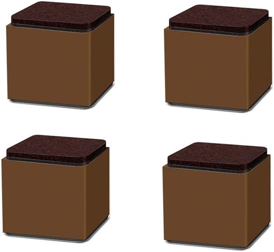 4 Stuks 2" Verhogers voor Meubels van Koolstofstaal, Zelfklevende Stevige Verhogers voor Bedden, Banken en Kasten, Ondersteunt Tot 1.000 lbs, Verhoogt de Hoogte met 2