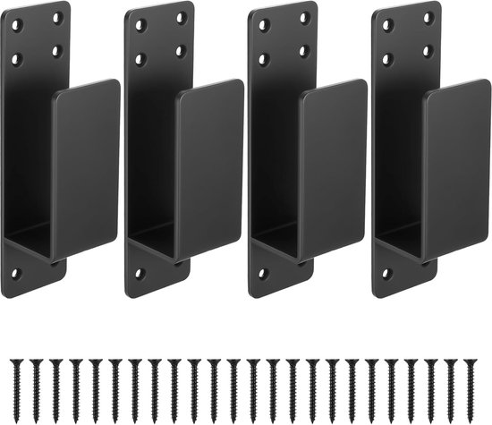 4 Stuks 2 x 4 Deurstang Bevestigingsbeugels, Metalen U-beugels, Beveiligingsdeurvergrendeling Klemmen Passend voor 2 x 4 Hout, voor Neerklapbare Stangen Huis Schuur Schuur Garagepoort Versterking