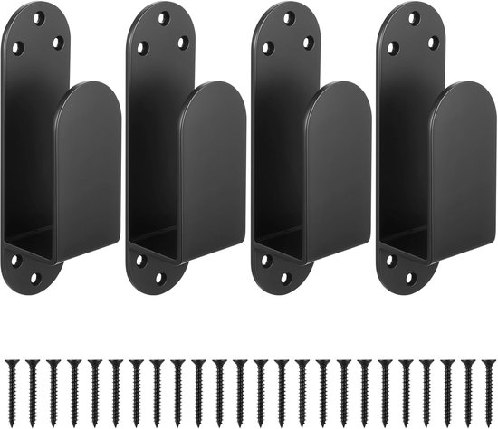 4 Stuks 2 x 4 Deurstangbeugels, Metalen U-beugels, Beveiligingsdeurvergrendelingklemmen Passend voor 2 x 4 Hout, voor Neerklapbare Stangen Huis Schuurloods Garagepoort Versterking Beveiligingsbalken