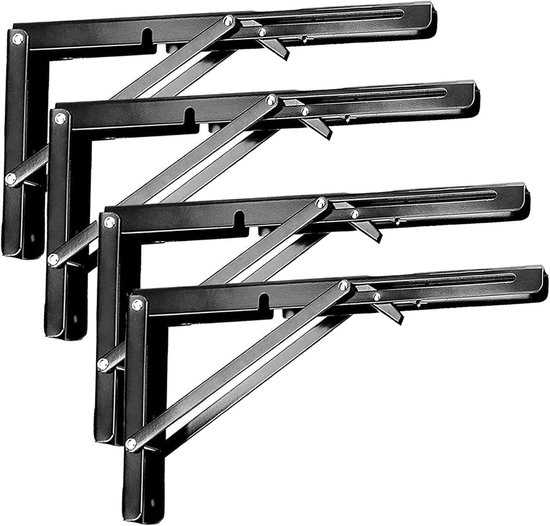 4 Stuks 46 Inch Vouwbare Planksteunen, Sterke Metalen Driehoekige Steunen voor Wandmontage, Ideaal voor Meubels en Opslag met 80kg Draagvermogen