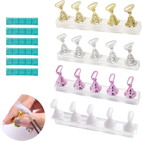 4 Stuks Magnetische Nageltips Houder, Nagelstandaard voor Display, Acryl Nagelstandaard voor Nagelsalons en Schoonheidsspecialisten